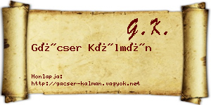 Gácser Kálmán névjegykártya
